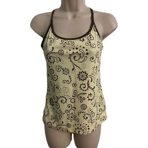 C9 Champion Light Yellow & Brown Activewear Tank Top. Size Small